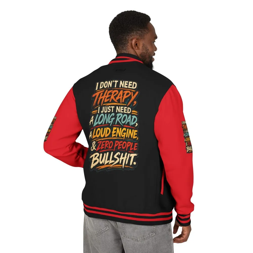 Unisex Heavyweight Letterman Jacket — "I Dont Need Therapy" Design F**K-Line