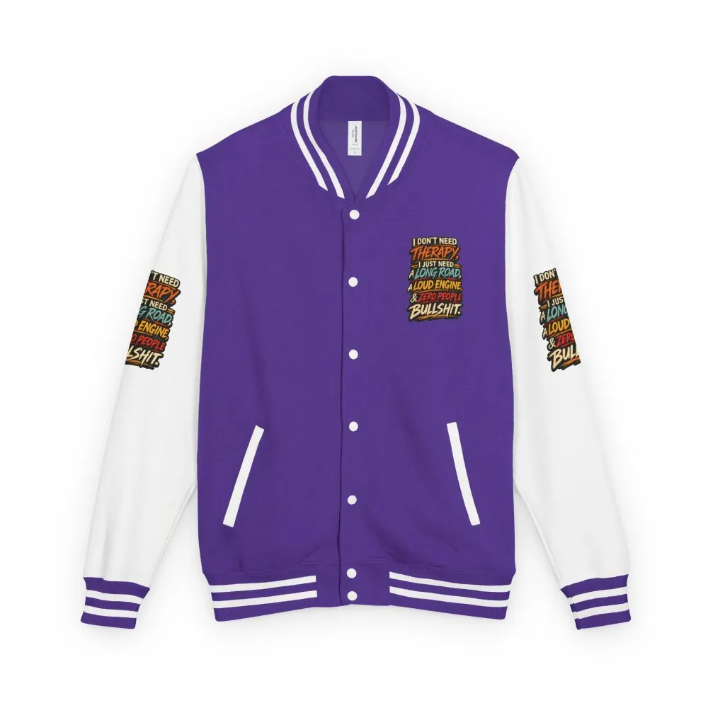 Unisex Heavyweight Letterman Jacket — "I Dont Need Therapy" Design F**K-Line