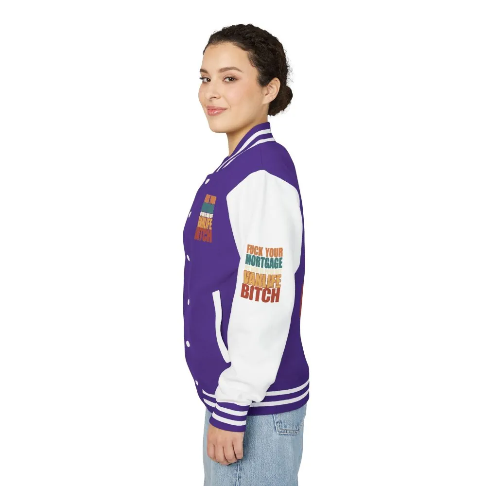 Unisex Heavyweight Letterman Jacket — "Fuck Your Mortgage" Design F**K-Line