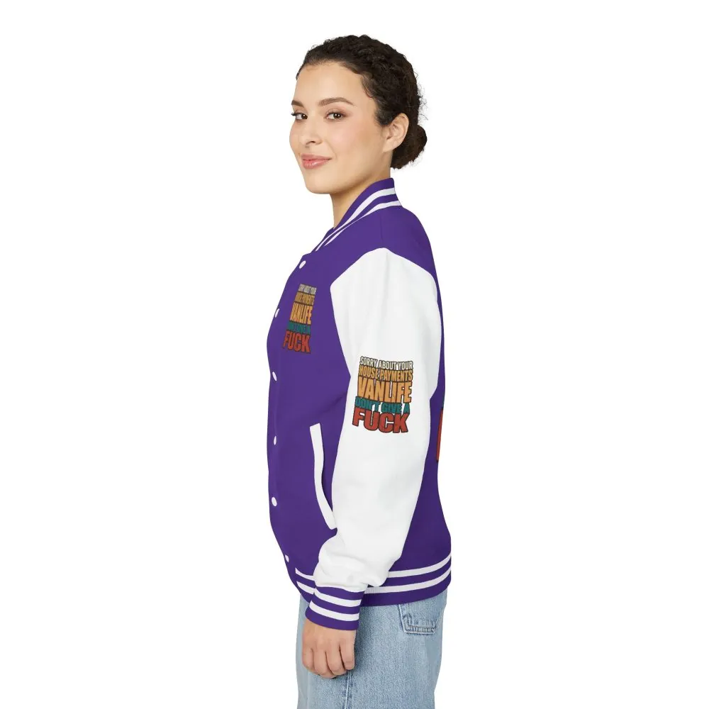 Unisex Heavyweight Letterman Jacket — "Sorry About Your House Payments" Design F**K-Line
