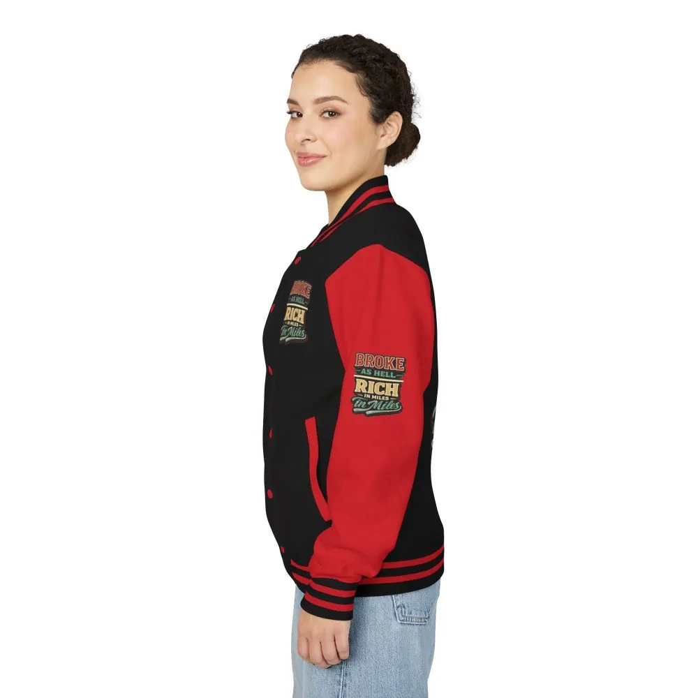 Unisex Heavyweight Letterman Jacket — "Broke As Hell" Design F**K-Line