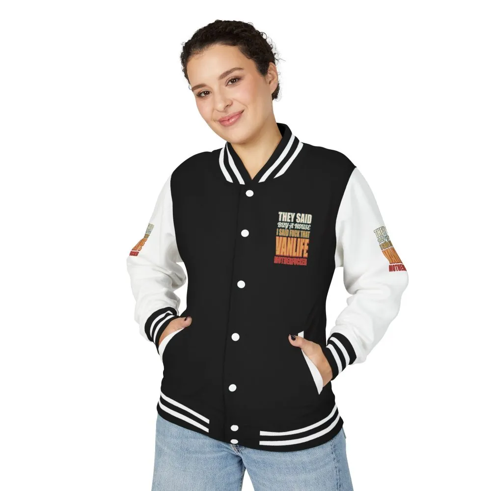 9721632029049599955_2048.jpeg Unisex Heavyweight Letterman Jacket — "They Said Buy A House" Design F**K-Line