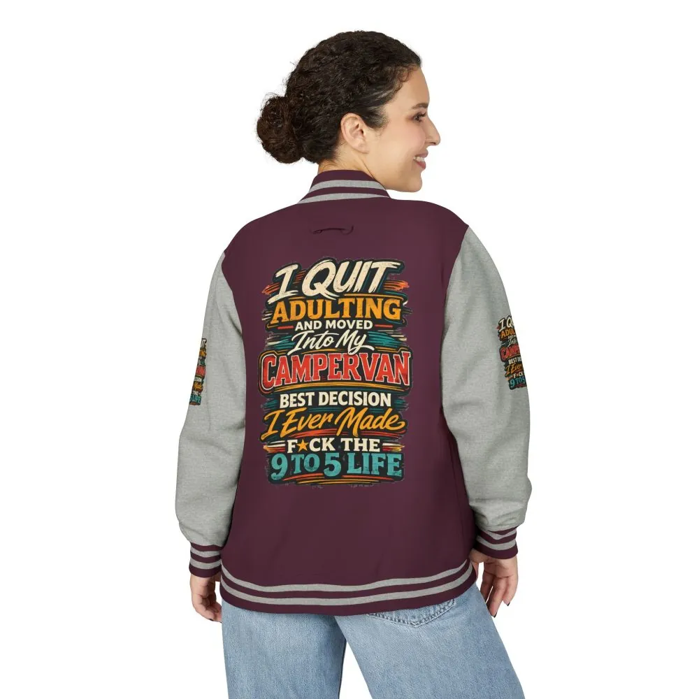 Unisex Heavyweight Letterman Jacket — "I Quit Adulting" Design F**K-Line