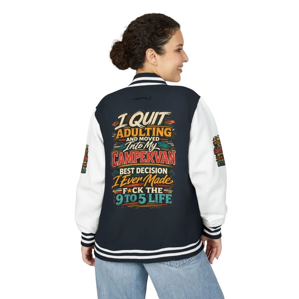Unisex Heavyweight Letterman Jacket — "I Quit Adulting" Design F**K-Line
