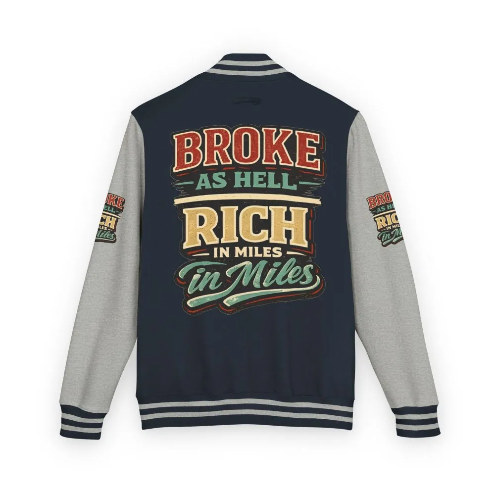 Unisex Heavyweight Letterman Jacket — "Broke As Hell" Design F**K-Line