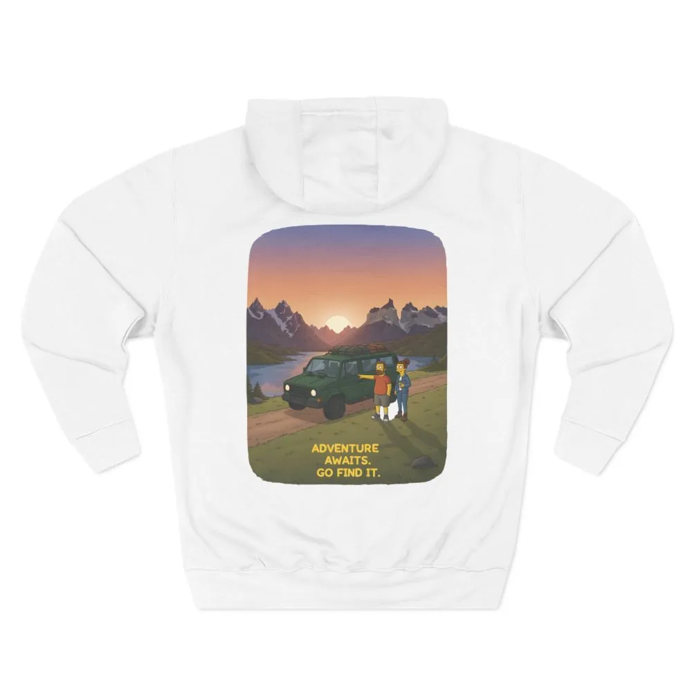 10001376875373911854_2048.jpeg Three-Panel Fleece Hoodie - "Adventure Awaits-Go Find It" Design Sitcom-Line