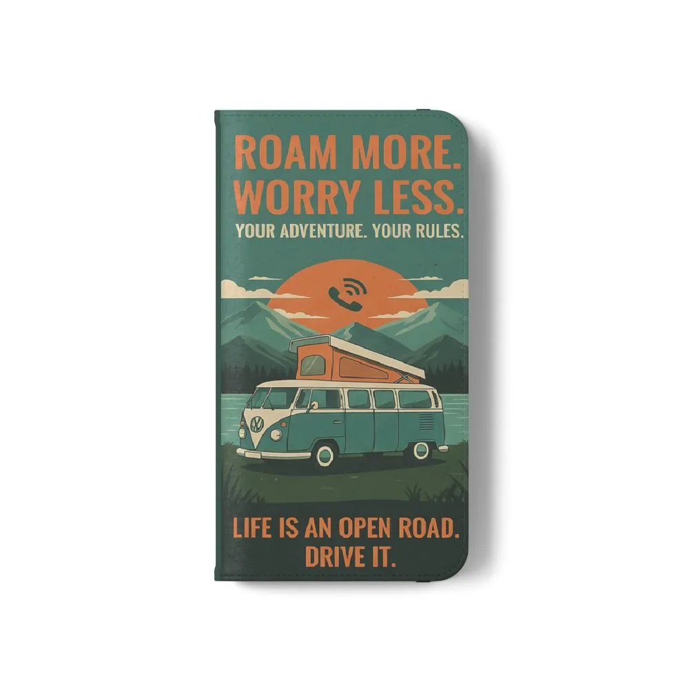 1000550884211679298_2048.jpeg Flip Phone Case — "Roam More Worry Less - Life Is An Open Road" Phone Wallet