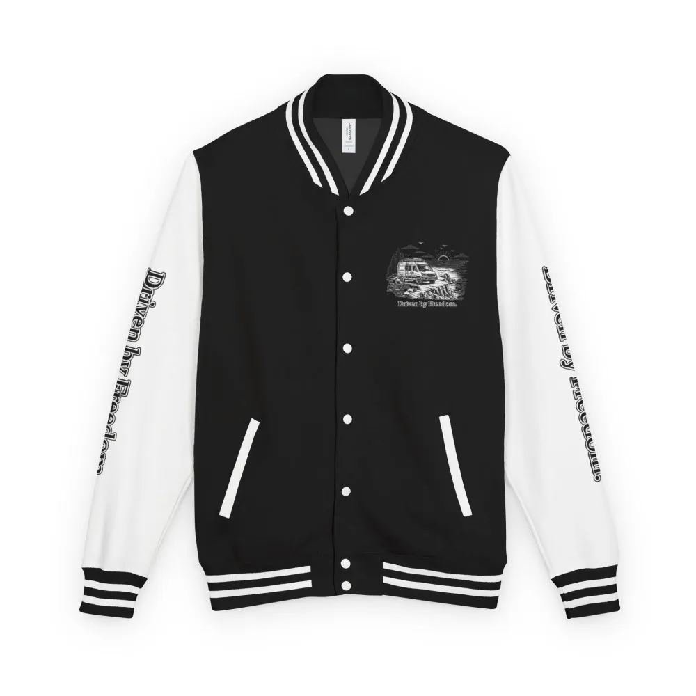 Unisex Heavyweight Letterman Jacket — "Driven By freedom" Travel Varsity Coat