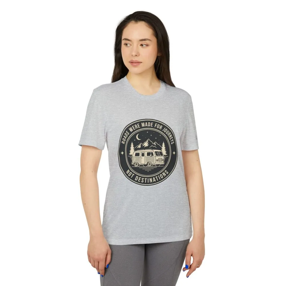 T-Shirt(Adidas) — 'ROAD WHERE MADE FOR JOURNEYS-NOT DESTINATIONS' (font + back printed) Brand Adidas