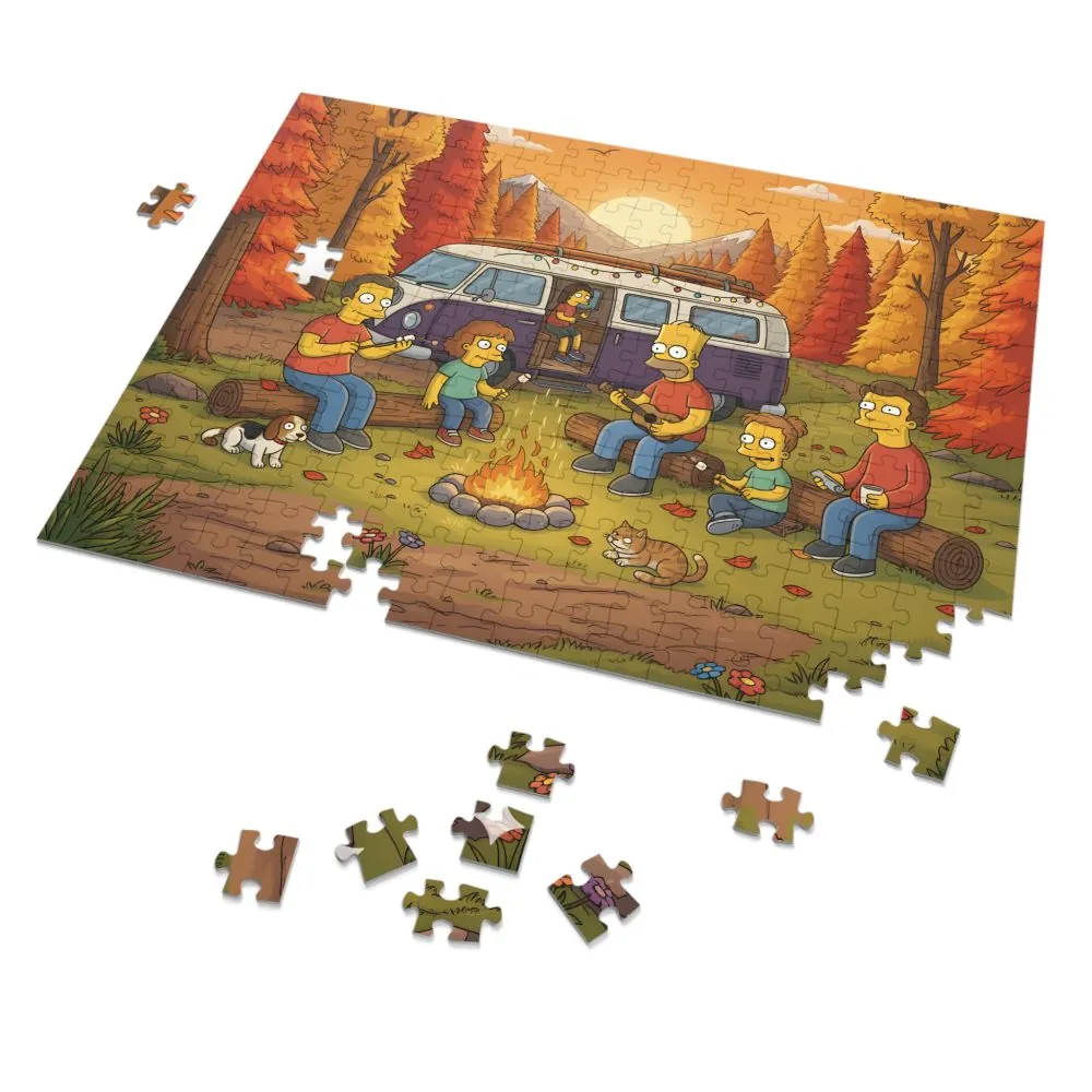 10010486406582485050_2048.jpeg Jigsaw Puzzle with Tin — Autumn Van Bonfire Scene