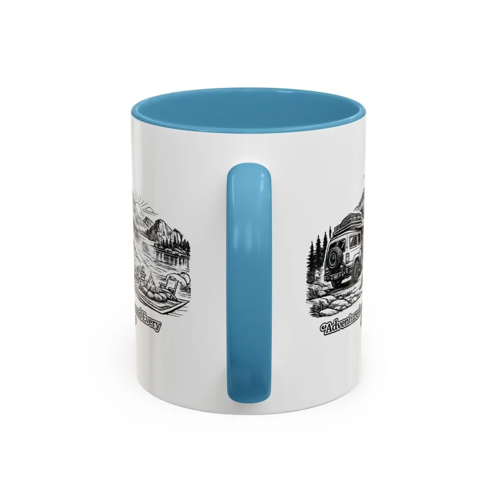 10012805930703834623_2048.jpeg Accent Coffee Mug (11, 15oz) — "Adventure Awaits Around Every Corner" Design Minimal-Line