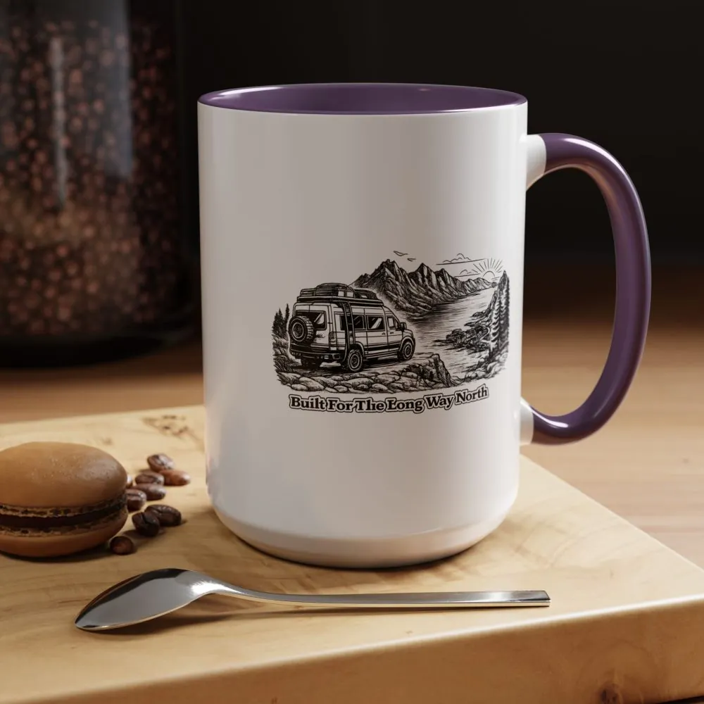 Accent Coffee Mug (11, 15oz) — "Built For The Long Way North" Design Minimal-Line