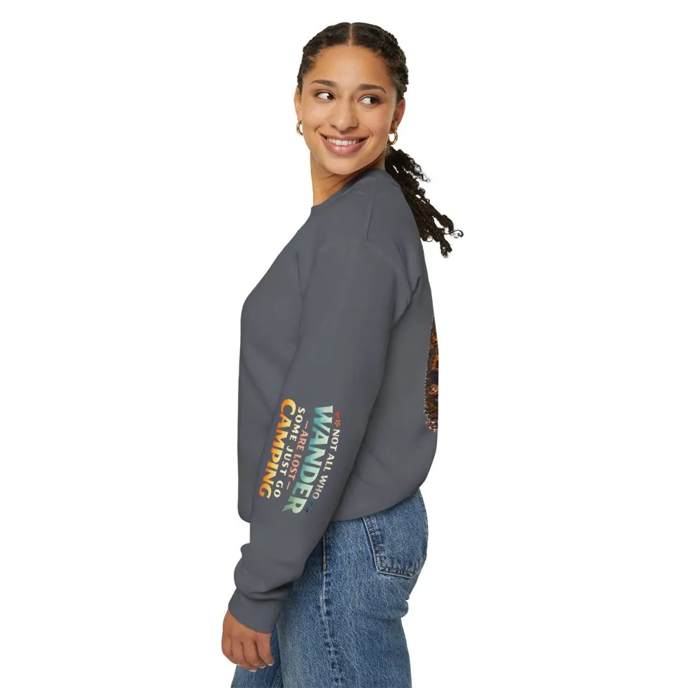 Unisex Heavy Blend™ Crewneck Sweatshirt — "Not All Who Wander Are Lost" Design Scenic-Line