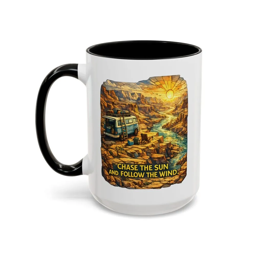 1003144326274791225_2048.jpeg Accent Coffee Mug (11, 15oz) — "Chase The Sun And Follow The Wind" Design Cubic-Line