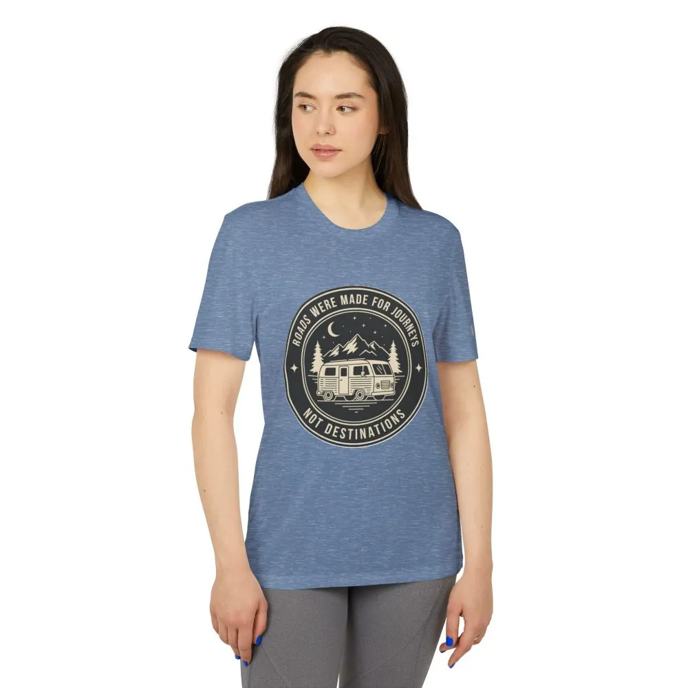 T-Shirt(Adidas) — 'ROAD WHERE MADE FOR JOURNEYS-NOT DESTINATIONS' (font + back printed) Brand Adidas