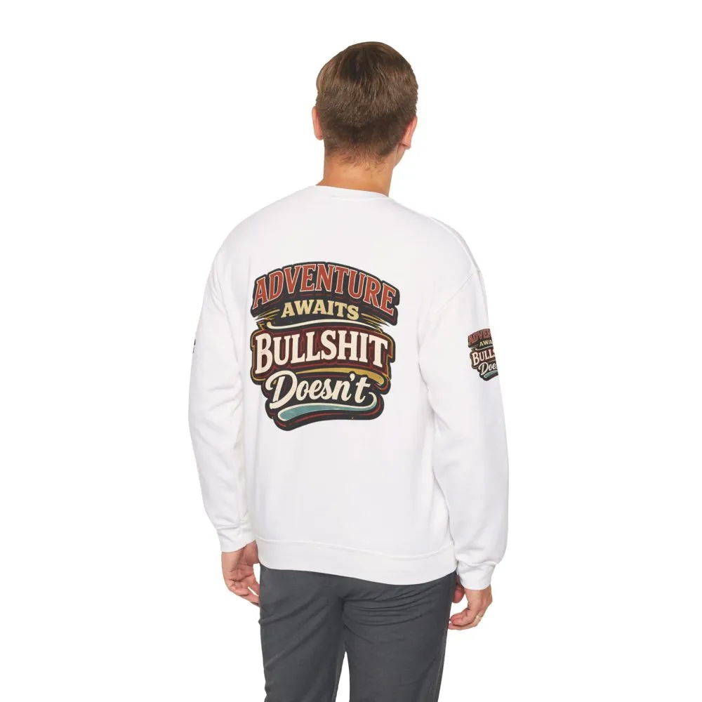 Unisex Heavy Blend™ Crewneck Sweatshirt — "Adventure Awaits" Design F**K-Line
