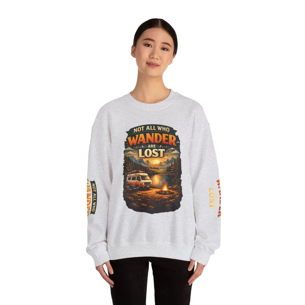 10038853103320270152_2048.jpeg Unisex Heavy Blend™ Crewneck Sweatshirt — "Not All Who Wander Are Lost" Design Scenic-Line
