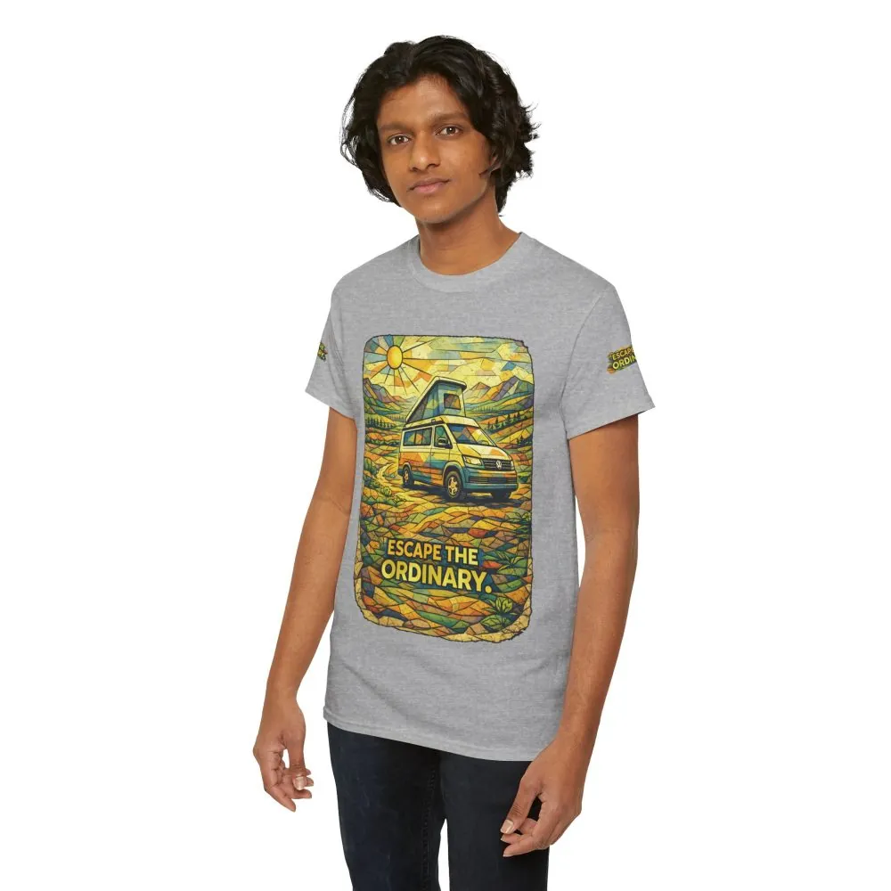 Unisex Heavy Cotton Tee — "Escape The Ordinary" Design Cubic-Line