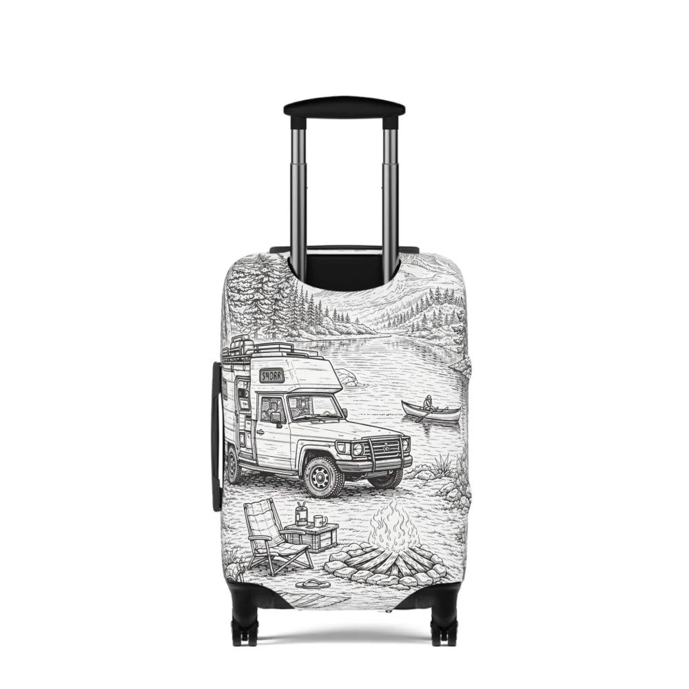 10049328086880722278_2048.jpeg Luggage Cover — Adventure Camper Sketch Travel Suitcase