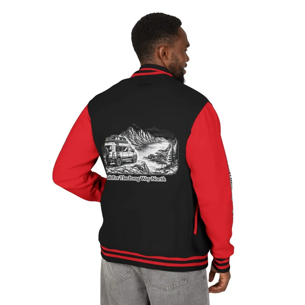 Unisex Heavyweight Letterman Jacket — "Built For The Long Way North" Travel Varsity Coat