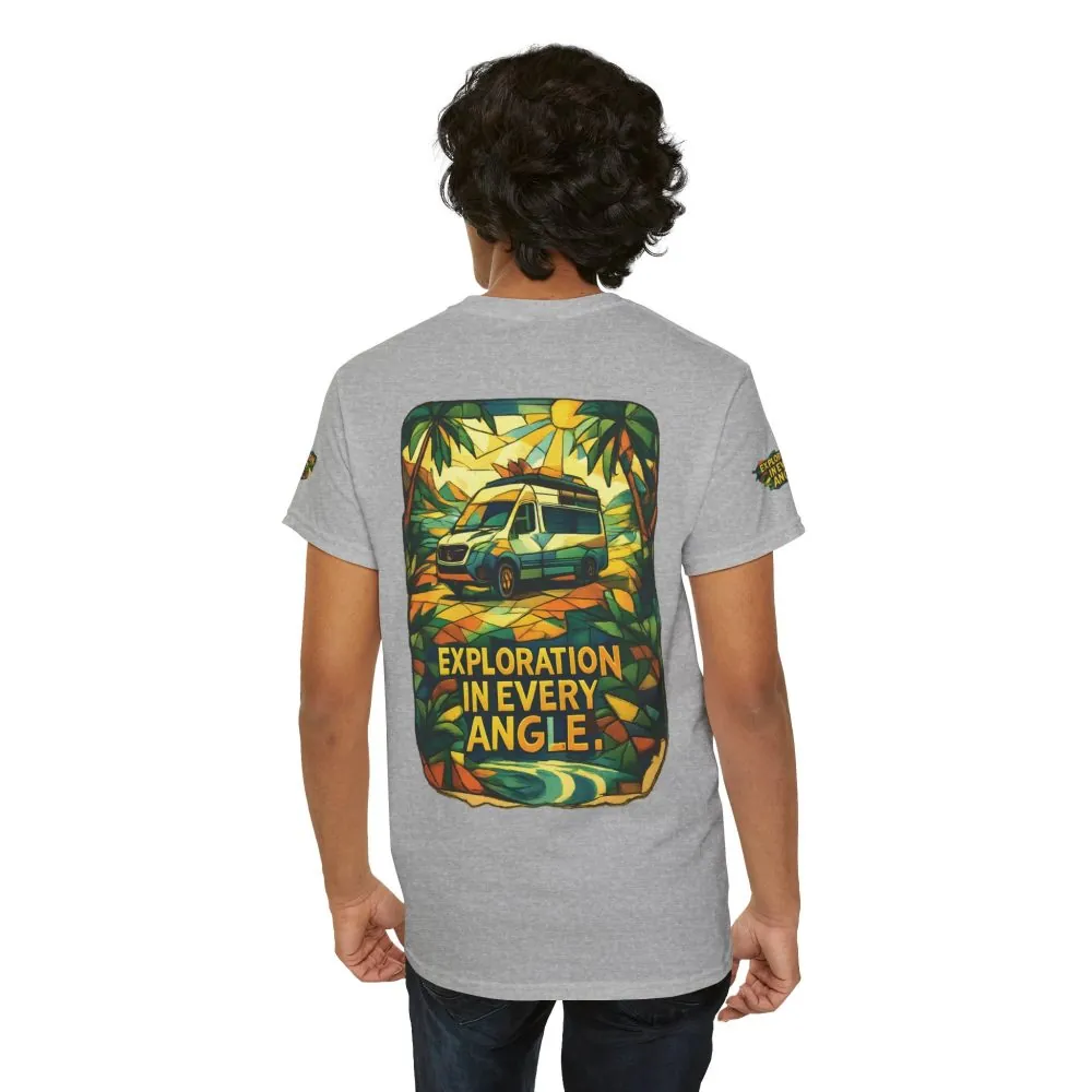 Unisex Heavy Cotton Tee — "Exploration In Every Angle" Design Cubic-Line