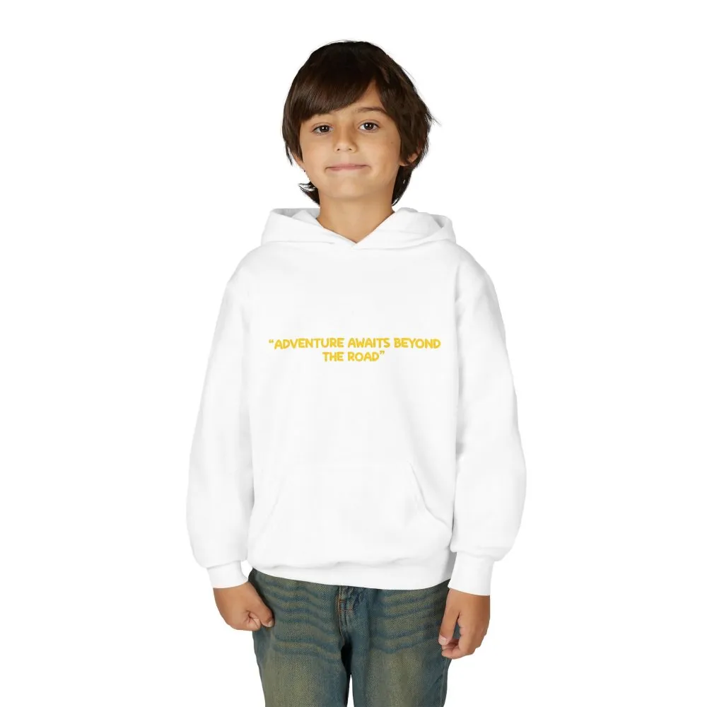 Youth Hoodie(Gildan) – "Adventure Awaits Beyond The Road" (Design Sitcom-Line)