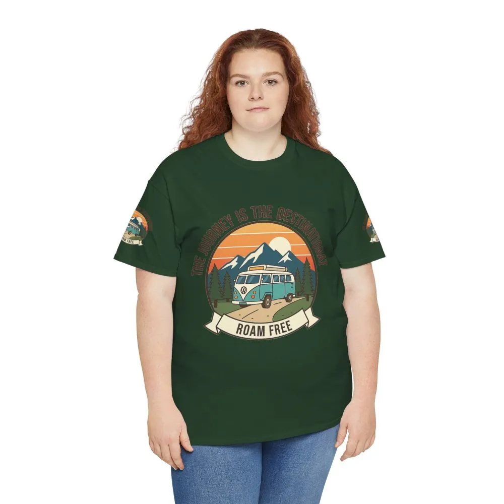 Unisex Heavy Cotton Tee — "The Journey Is The Destination" Roam Free Travel Shirt