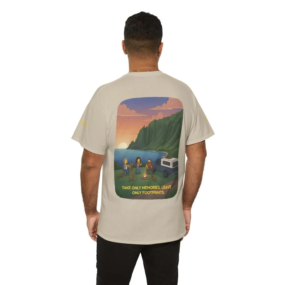 Unisex Heavy Cotton Tee — "Take Only Memories-Leave Only Footprints" Design Sitcom-Line
