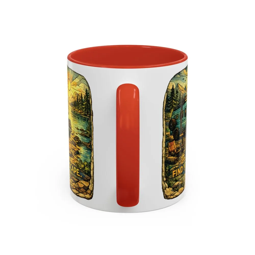 10081819187278343056_2048.jpeg Accent Coffee Mug (11, 15oz) — "Find Your Escape" Design Cubic-Line
