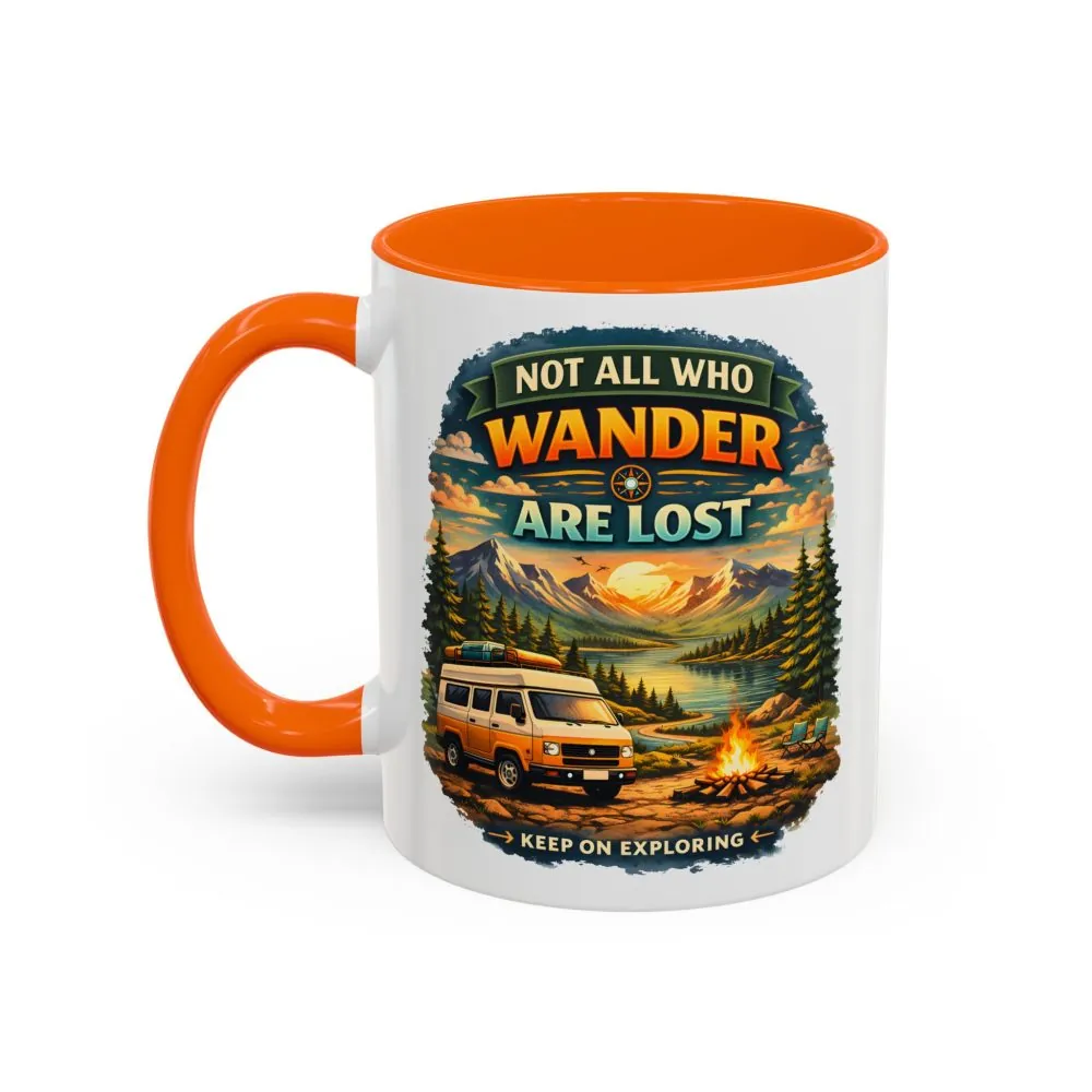 Accent Coffee Mug (11, 15oz) — "Not All Who Wander Are Lost" Design Scenic-Line