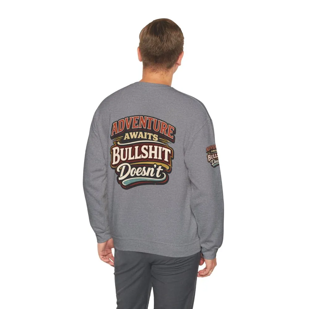 Unisex Heavy Blend™ Crewneck Sweatshirt — "Adventure Awaits" Design F**K-Line
