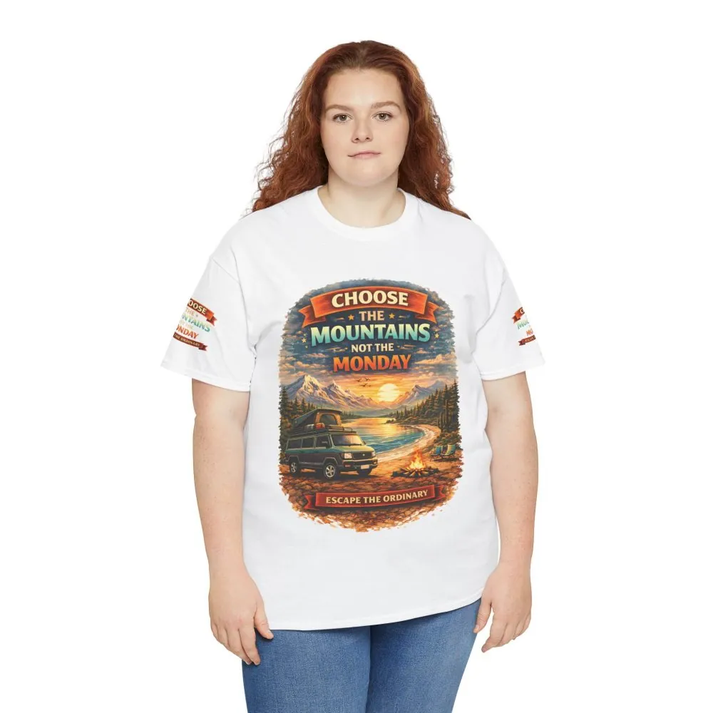 Unisex Heavy Cotton Tee — "Choose The Mountens" Design Scenic-Line