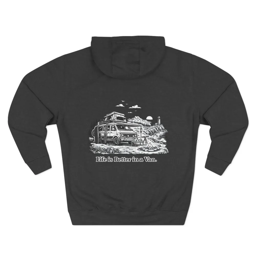 10118104185754009750_2048.jpeg Three-Panel Fleece Hoodie - "Life Is Better In A Van" Design Minimal-Line