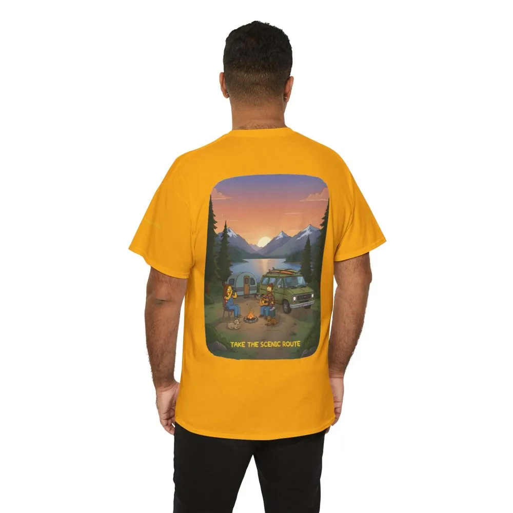 Unisex Heavy Cotton Tee — "Take The Scenic Route" Design Sitcom-Line