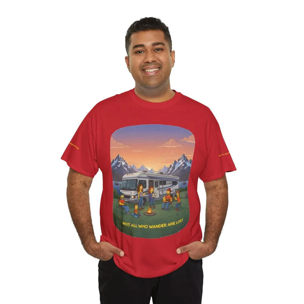 Unisex Heavy Cotton Tee — "Not All Who Wander Are Lost" Design Sitcom-Line
