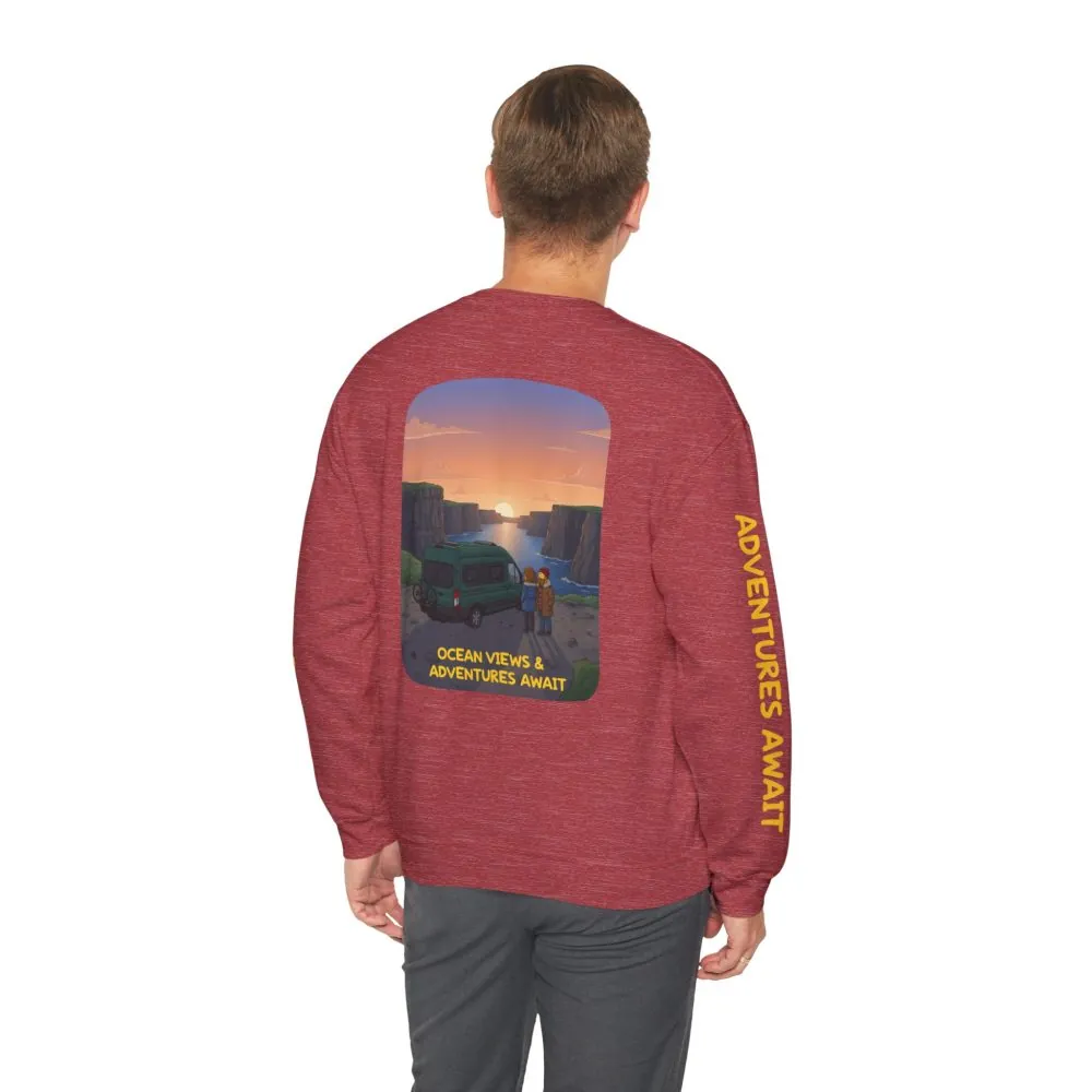 10125411241838276585_2048.jpeg Unisex Heavy Blend™ Crewneck Sweatshirt — "Ocean Views-Adventures Awaits" Design Sitcom-Line