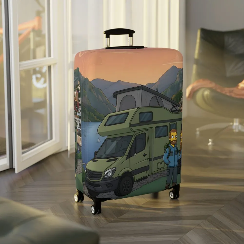 Luggage Cover — Adventure Camper Sketch Travel Suitcase(Design Sitcom-Line)