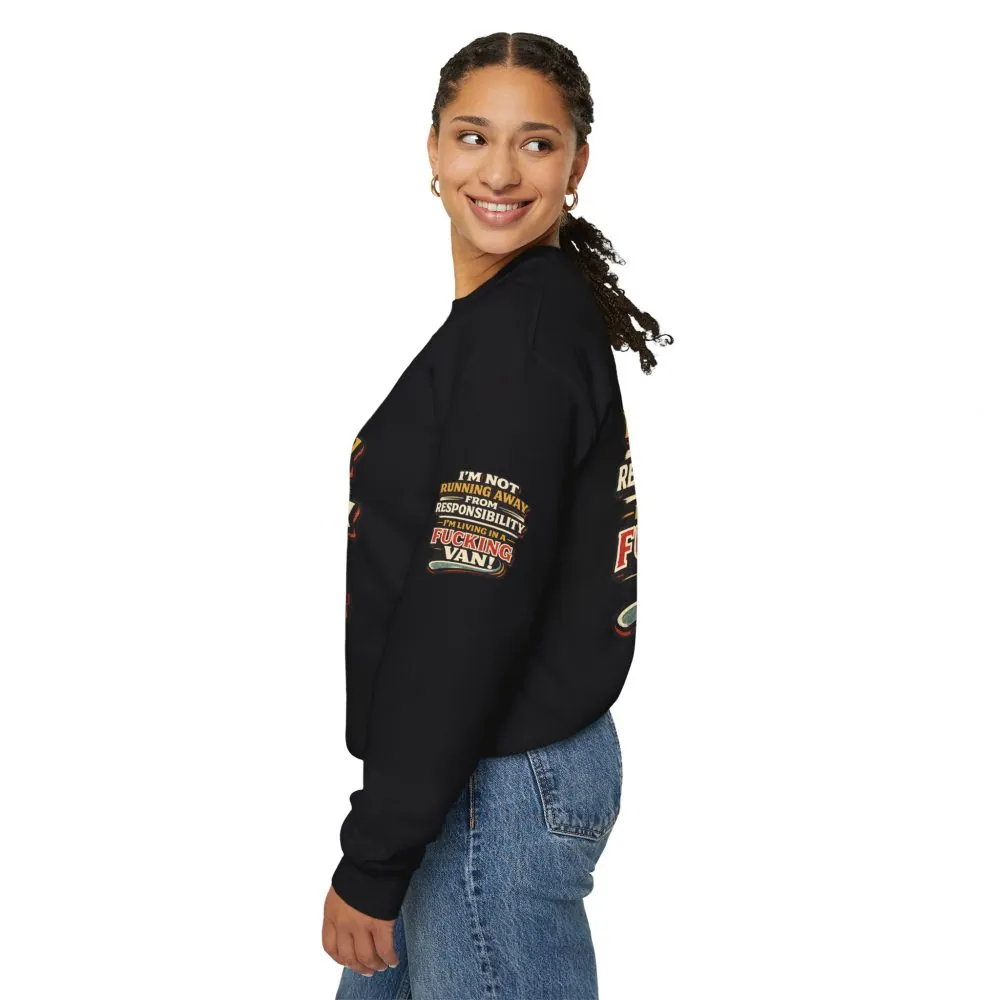 Unisex Heavy Blend™ Crewneck Sweatshirt — "I`m Not running Away" Design F**K-Line