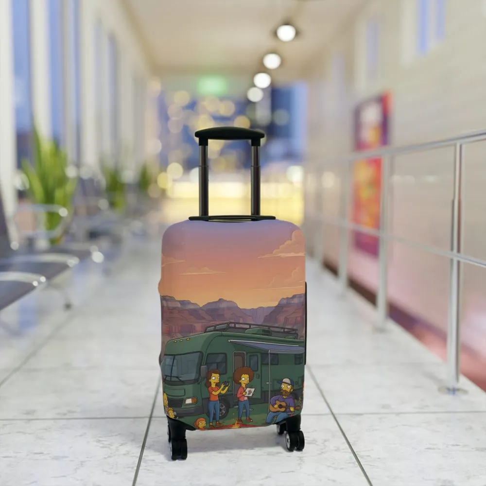 Luggage Cover — Adventure Camper Sketch Travel Suitcase(Design Sitcom-Line)