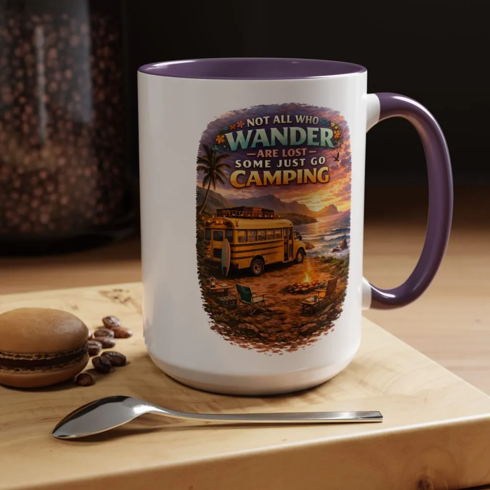 Accent Coffee Mug (11, 15oz) — "Not All Who Wander Are Lost" Design Scenic-Line
