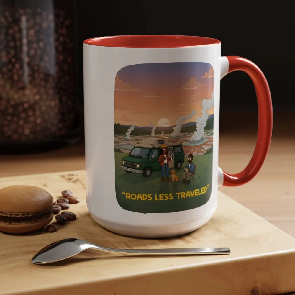 Accent Coffee Mug (11, 15oz) — "Roads Less Traveled" Design Sitcom-Line