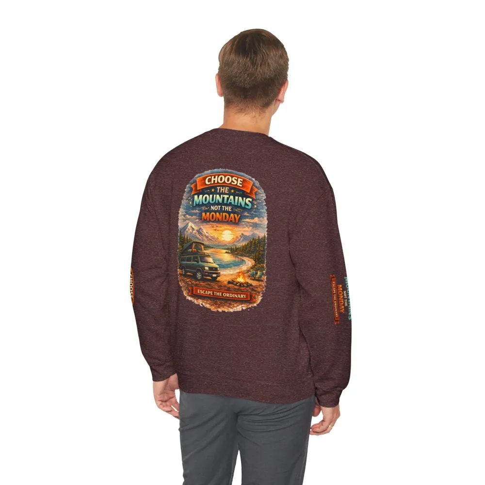 Unisex Heavy Blend™ Crewneck Sweatshirt — "Choose The Mountens" Design Scenic-Line