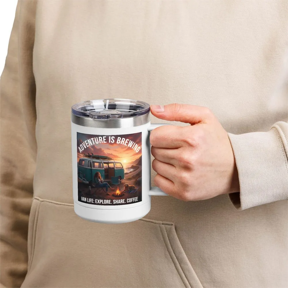 1015664365582258918_2048.jpeg Coffee Mug Tumbler, 15oz-- "Adventure Is Brewing"