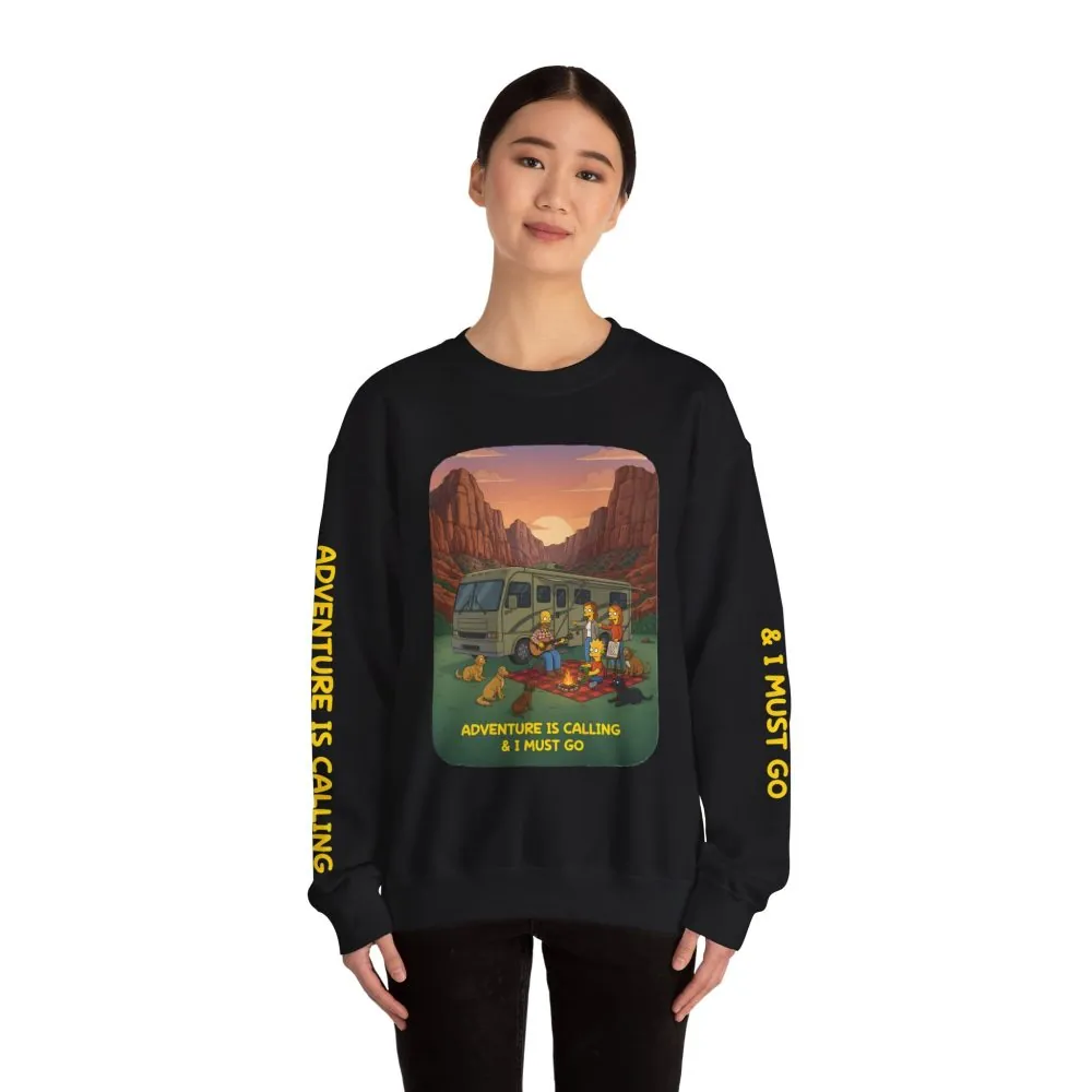 10162522315846634493_2048.jpeg Unisex Heavy Blend™ Crewneck Sweatshirt — "Adventure Is Calling-I Must Go" Design Sitcom-Line