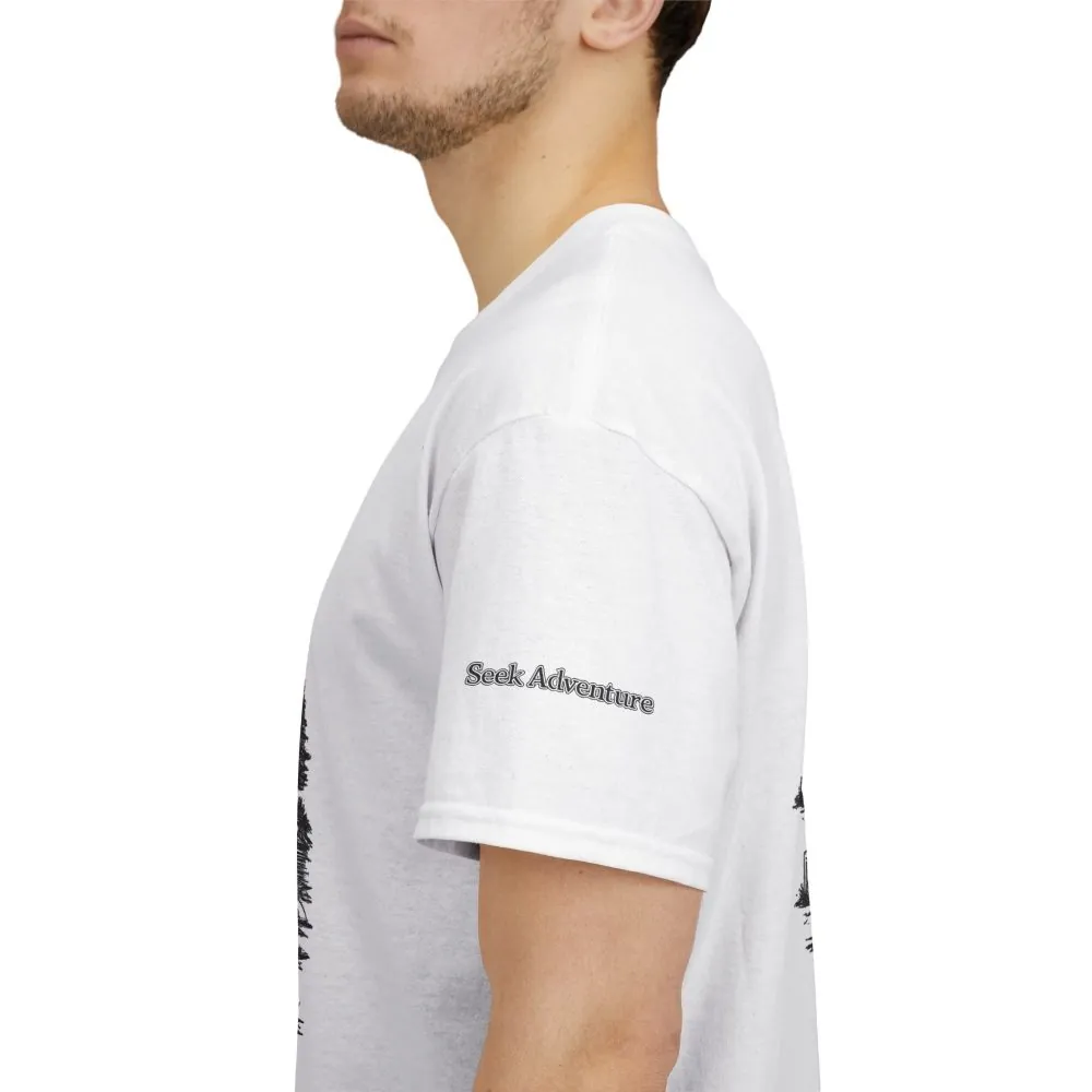 Unisex Heavy Cotton Tee — "Seek Adventure" Design Minimal-Line