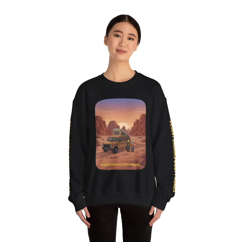 Unisex Heavy Blend™ Crewneck Sweatshirt — "Desert Dreams Dusty Roads" Design Sitcom-Line