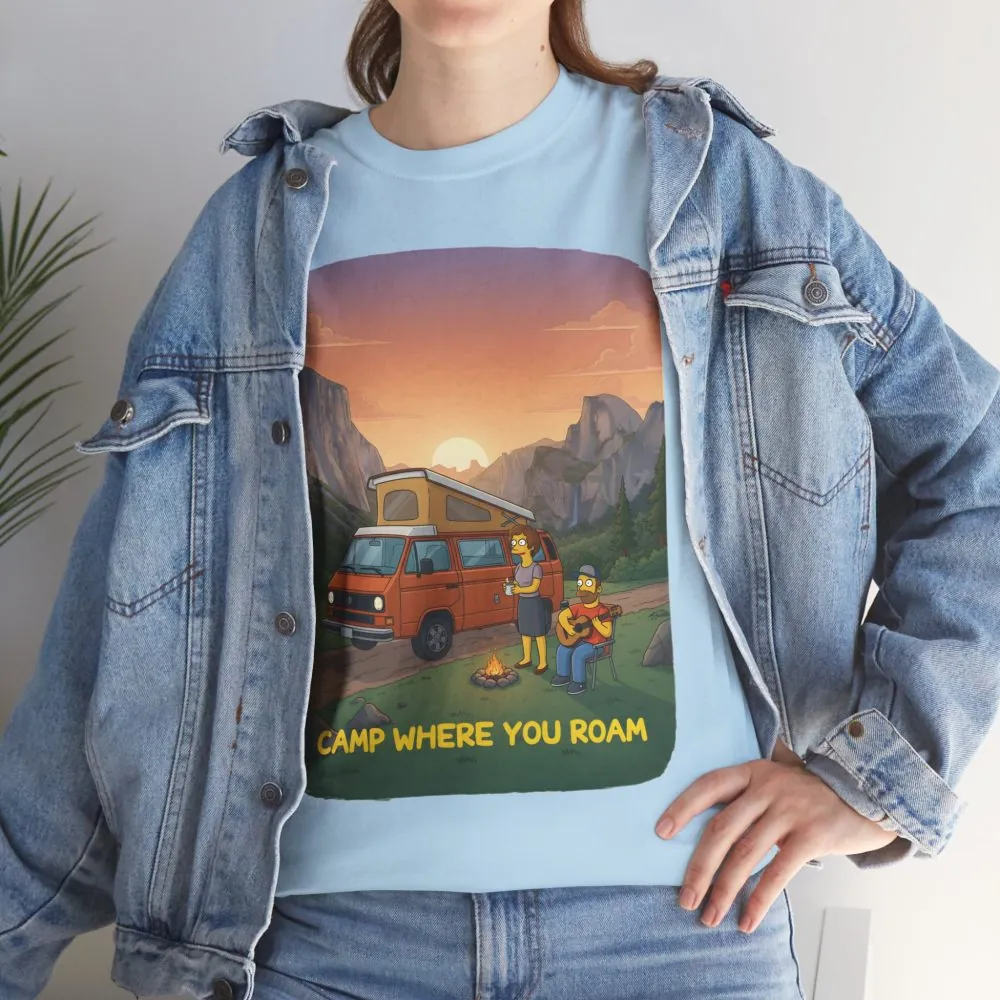 Unisex Heavy Cotton Tee — "Camp Where You Roam" Design Sitcom-Line
