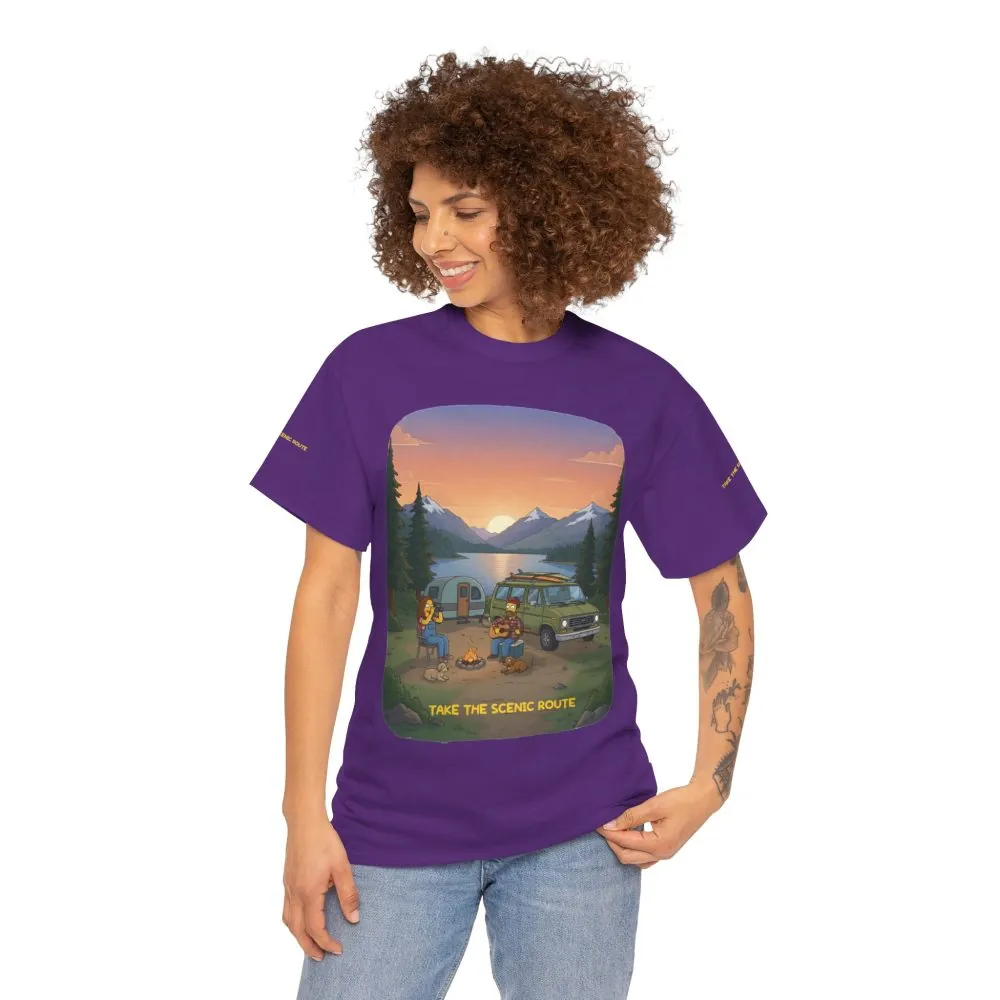 Unisex Heavy Cotton Tee — "Take The Scenic Route" Design Sitcom-Line