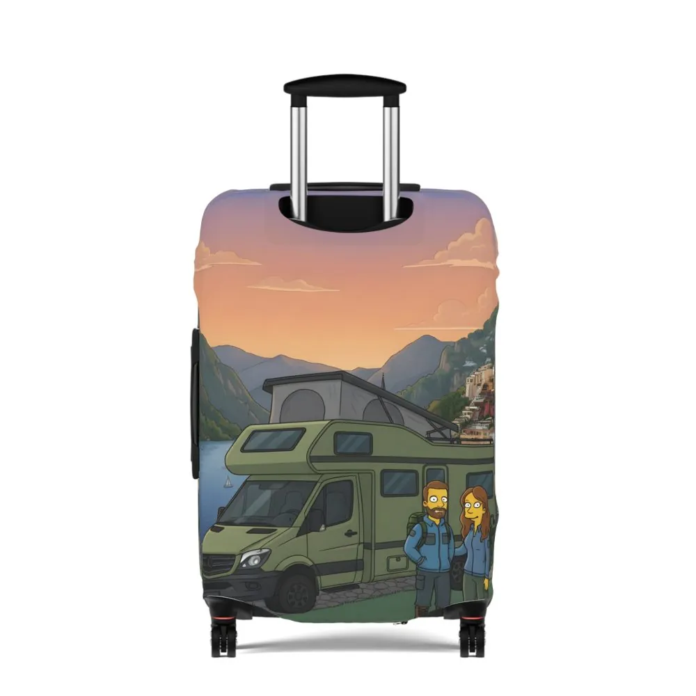 Luggage Cover — Adventure Camper Sketch Travel Suitcase(Design Sitcom-Line)