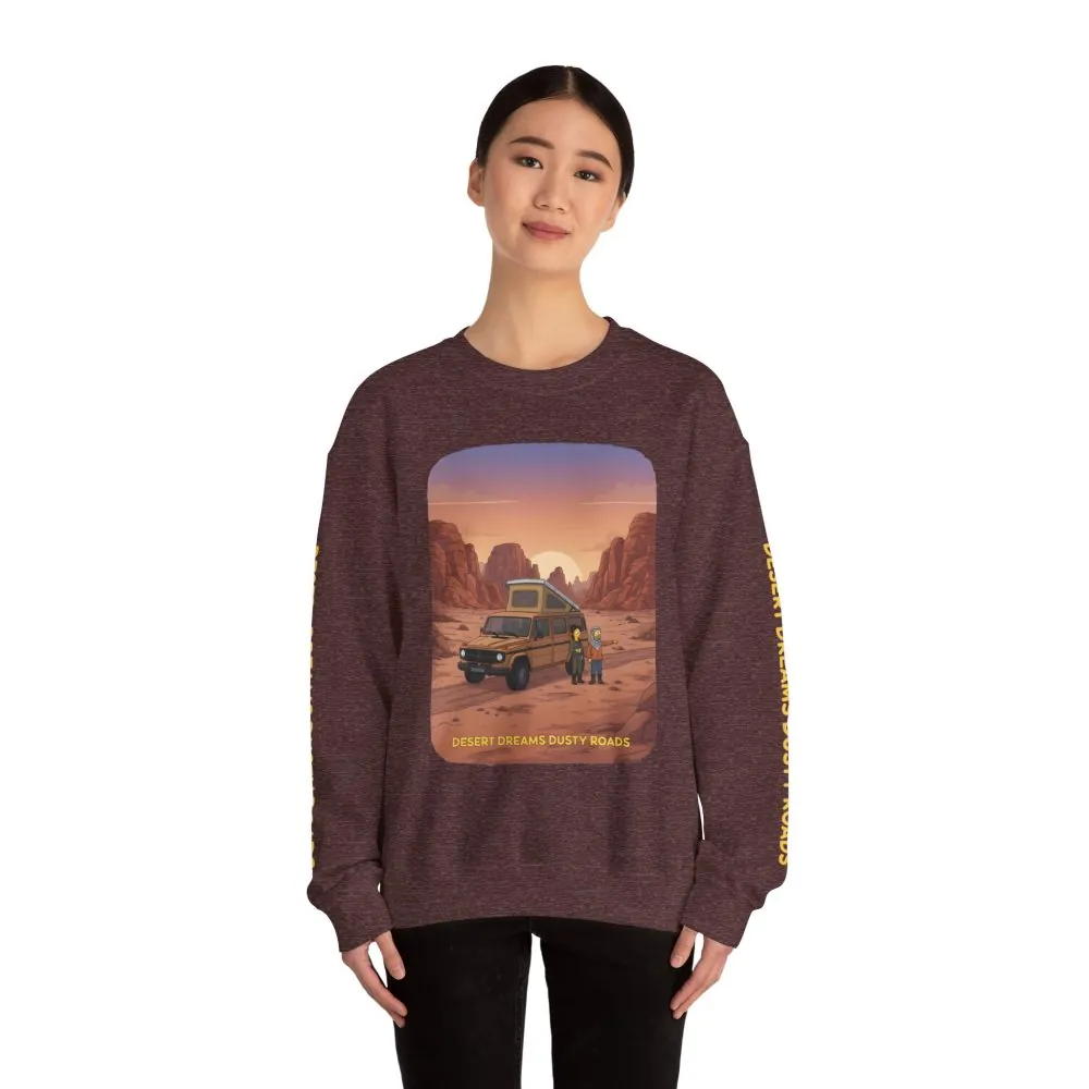 Unisex Heavy Blend™ Crewneck Sweatshirt — "Desert Dreams Dusty Roads" Design Sitcom-Line